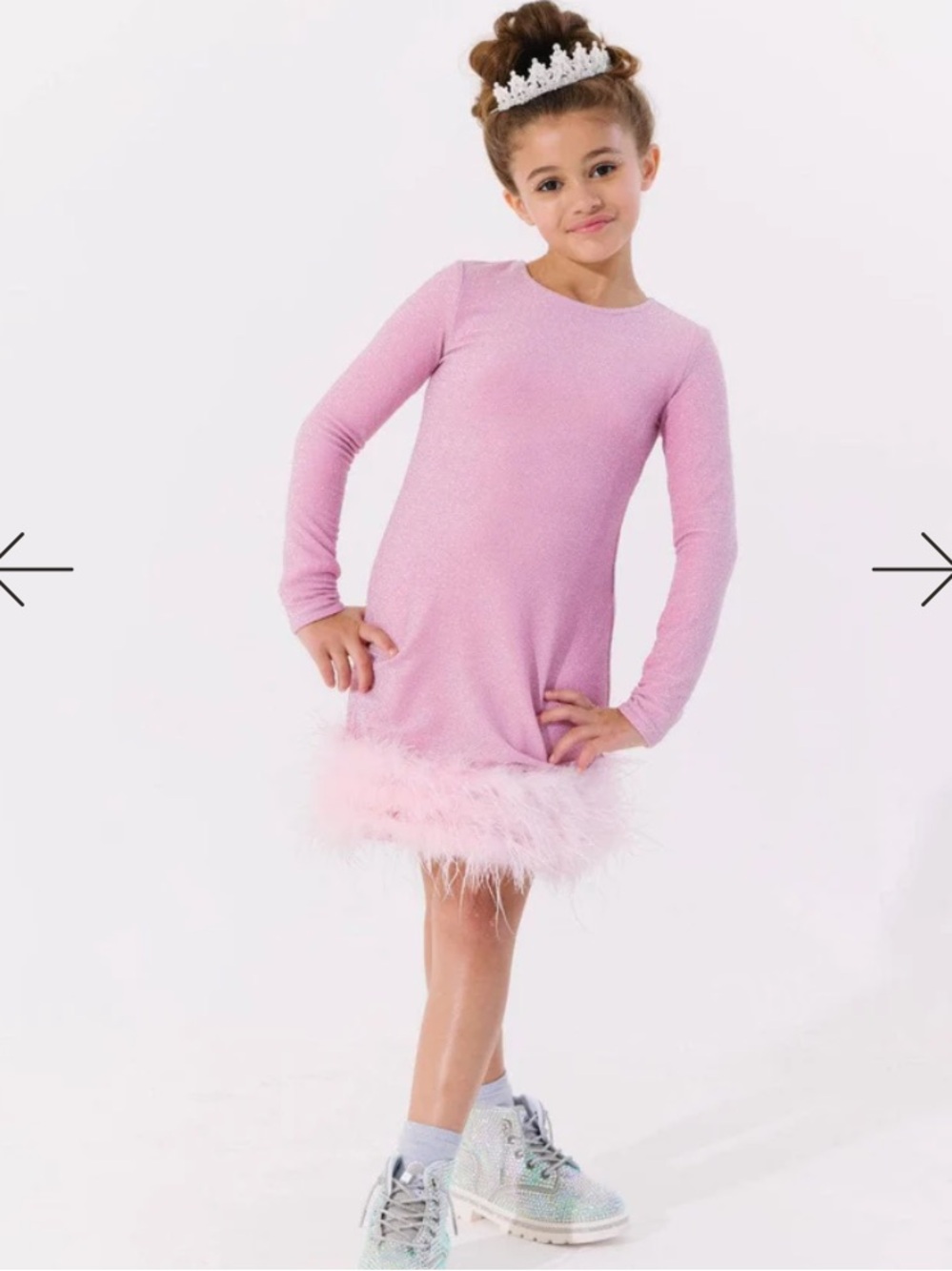 Lola + Boys Pink Shimmer Feather Dress 2T NWT